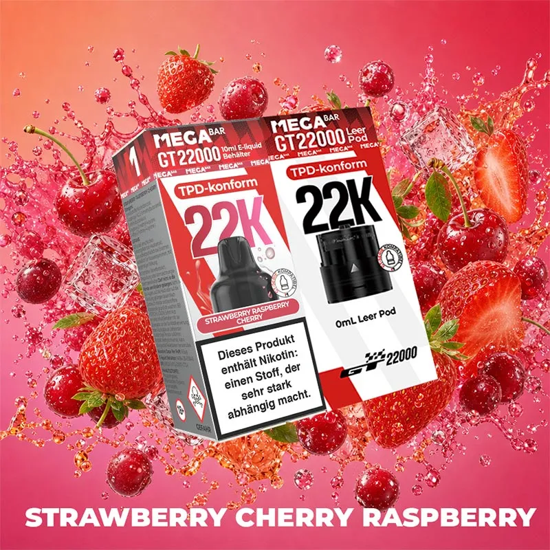 MEGABAR GT 22000 Pod - Strawberry Raspberry Cherry